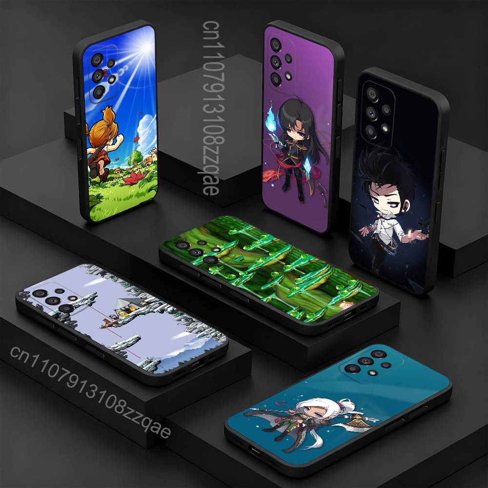 Cute M-Maplestory Game Phone Case For Samsung S 9,10,21,30,22,23,24,25,26,Ultra,Plus,Lite,FE,4,5G Black Soft Precise