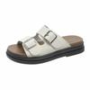 Summer Slippers Women's Outer Wear New Flat-bottomed One-character Square Buckle Thick-soled Beach Women's Shoes Cool Slippers Women's