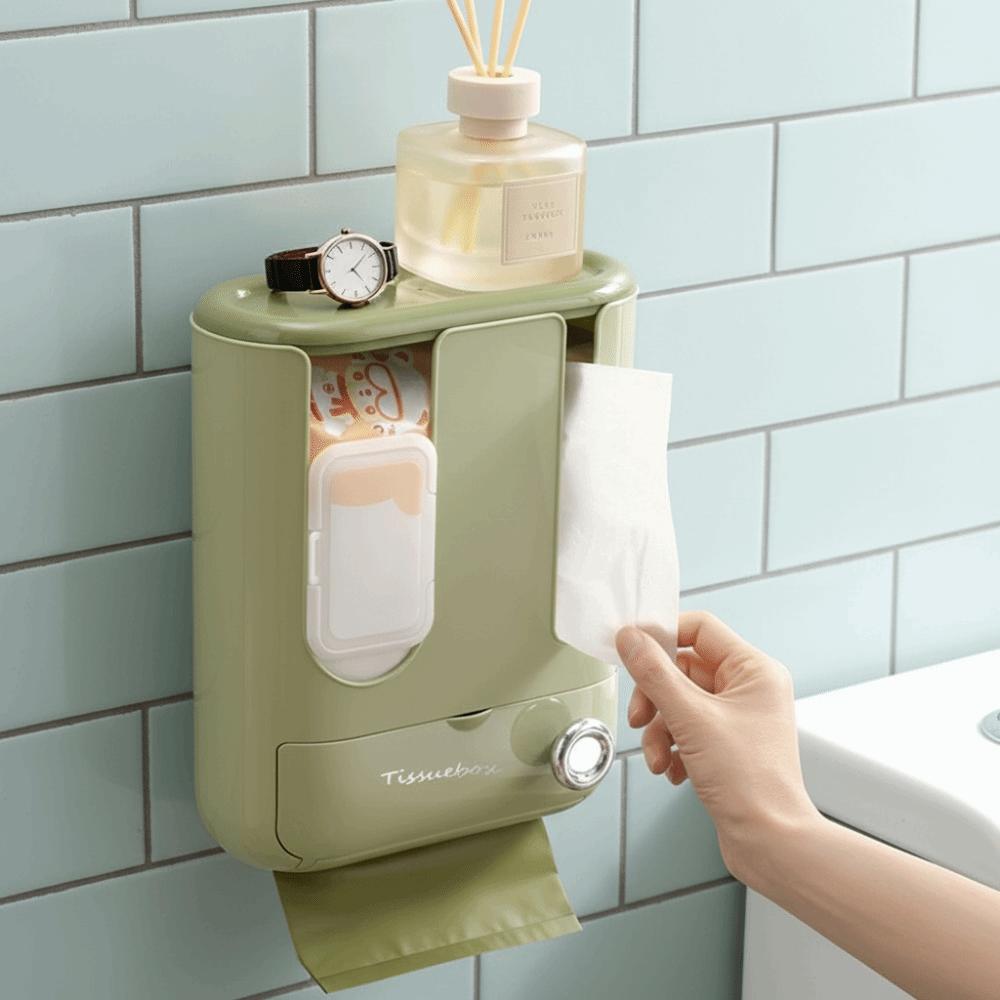 Space Saving Wall Mounted Tissue Box Plastic Garbage Bag Storage Rack Napkin Paper Case Office