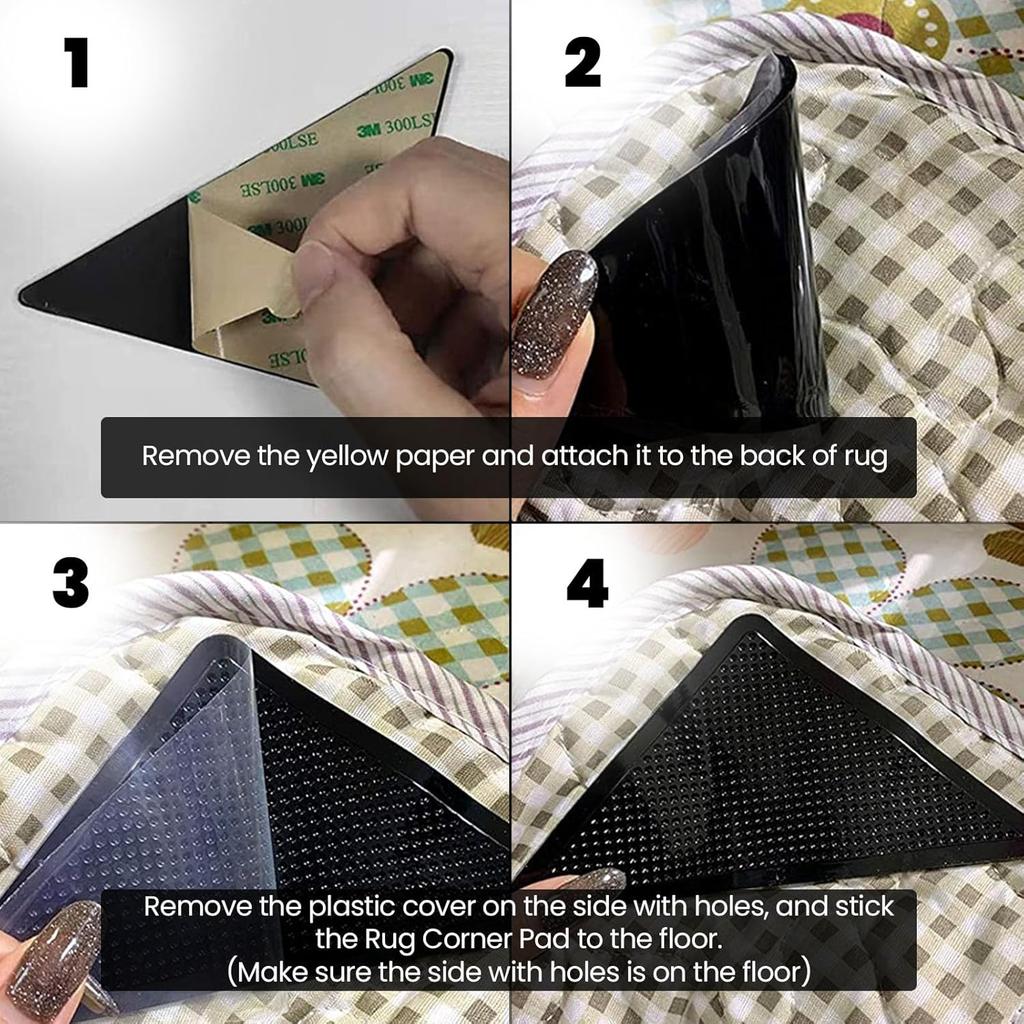 Muddy Mat® Heavy Duty Non-Slip Reble Rug Corner Pads - Double-Sided Adhesive Pad for Corners and Sides on Hardwood Floors, Area Rugs - Keep Your Rug