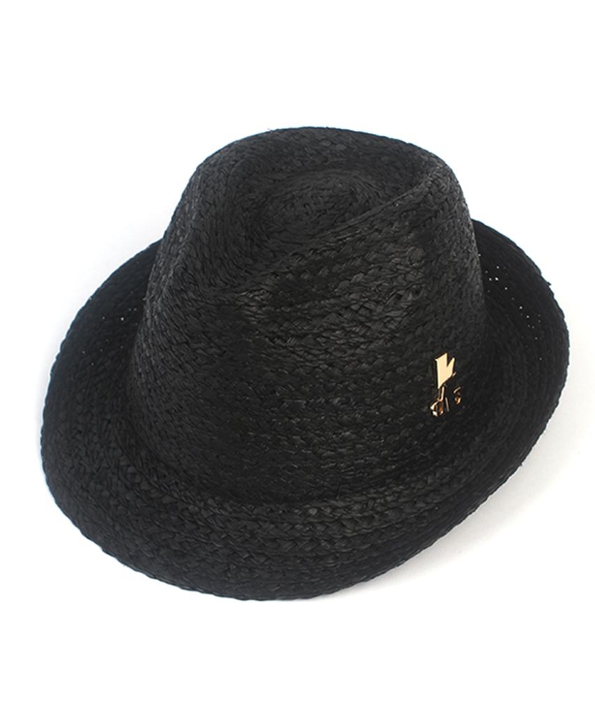 Yunibeosyeolkemiseuteuli Bu Raffia Simple Black Fedora Summer Hat