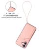 For iPhone 16 Case Card Holder Kickstand Skin-Touch Phone Cover with Wrist Strap