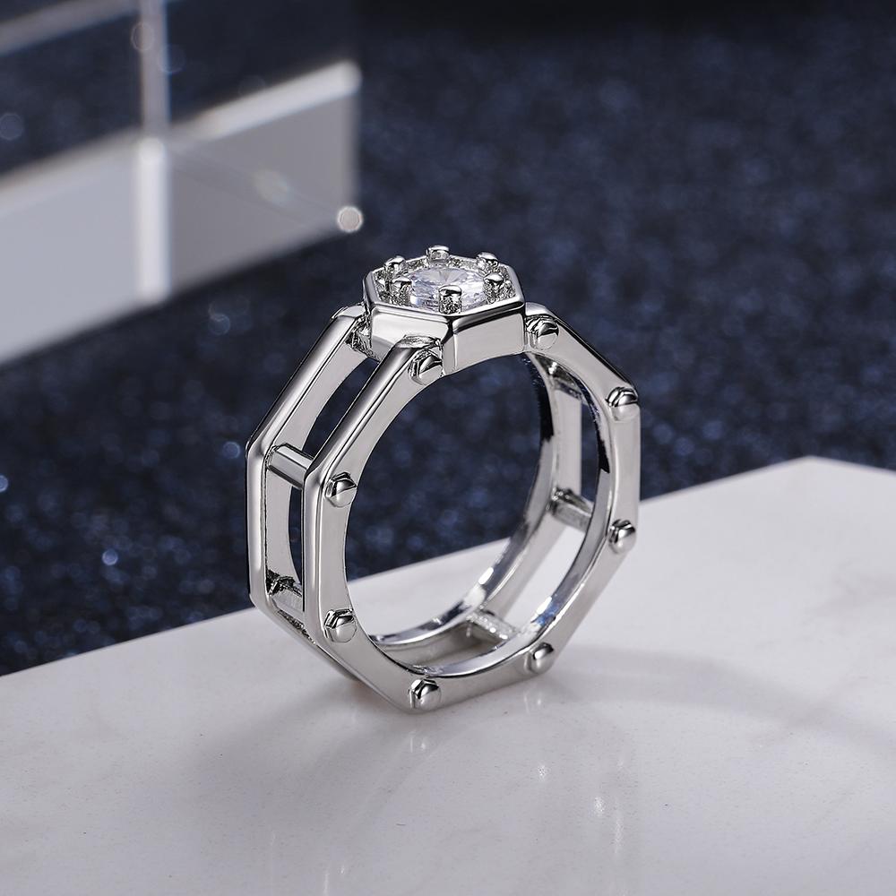 Inele de nuntă pentru femei cu design modern nou, formă geometrică, bandă scobită, zirconiu cubic, elegant, versatil, bijuterii feminine