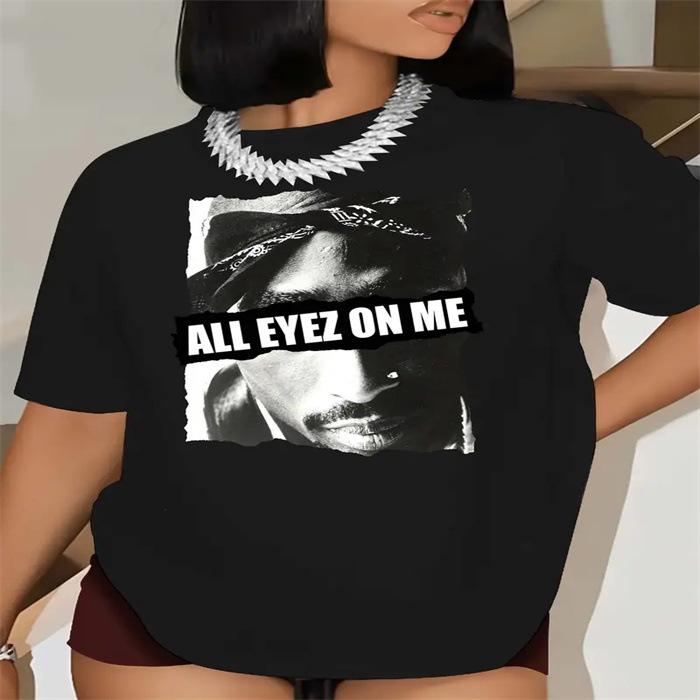 Letní top s kulatým výstřihem a potiskem Módní Ležérní Roztomilá dámská trička z čisté bavlny s krátkým rukávem