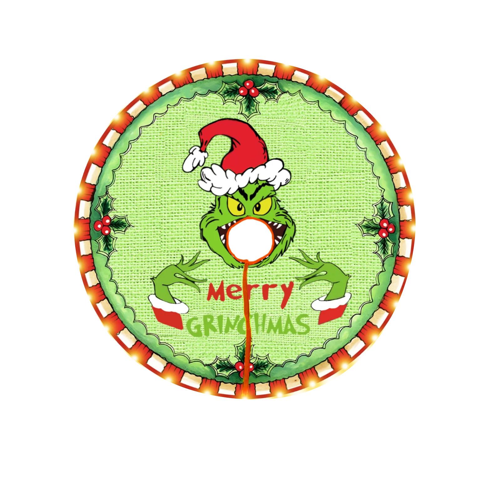 

120cm Christmas Tree Skirt Printed Short Plush Tree Skirt Christmas Decorations One Size зелёный