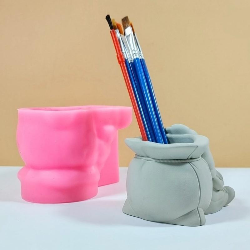 Unique Succulent Vases Pen Holder Moulds Beautiful Flowerpot Silicone Mold Flexible Container Mold for Crafting Projects