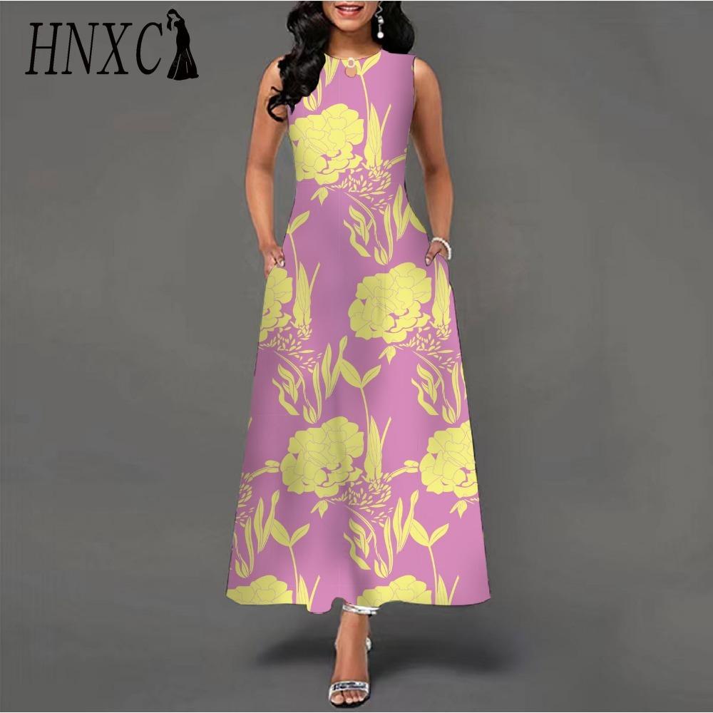 HNXC 48 barev Nové dámské volné vintage květinové volánové šaty Befree šaty Velká letní párty Tílka Elegantní maxi šaty