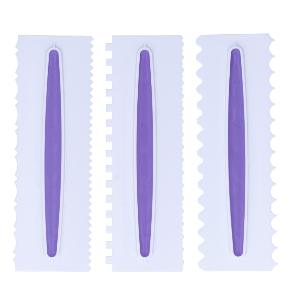 3Pcs Cake Scraper Premium Plastic Durable Glossy Surface Easy Operation Icing Smoother