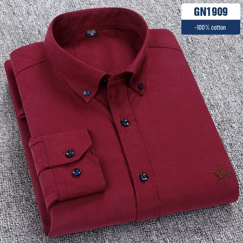 

Мужская немнущаяся рубашка из чистого хлопка с длинным рукавом и логотипом лошади 43