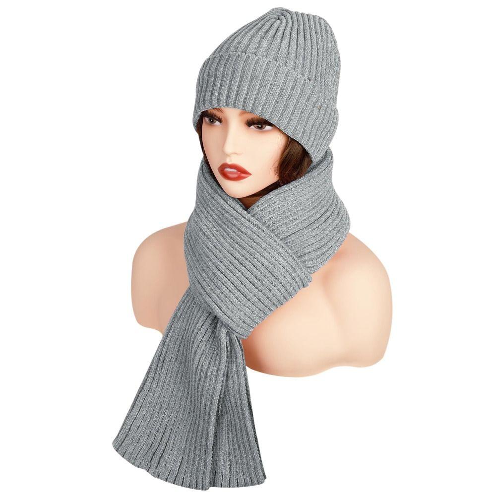 Soft Knitted Cap Solid Color Winter Cable Beanie Hat Simple Hat Scarf Gloves Set for 3Pcs/Set Men
