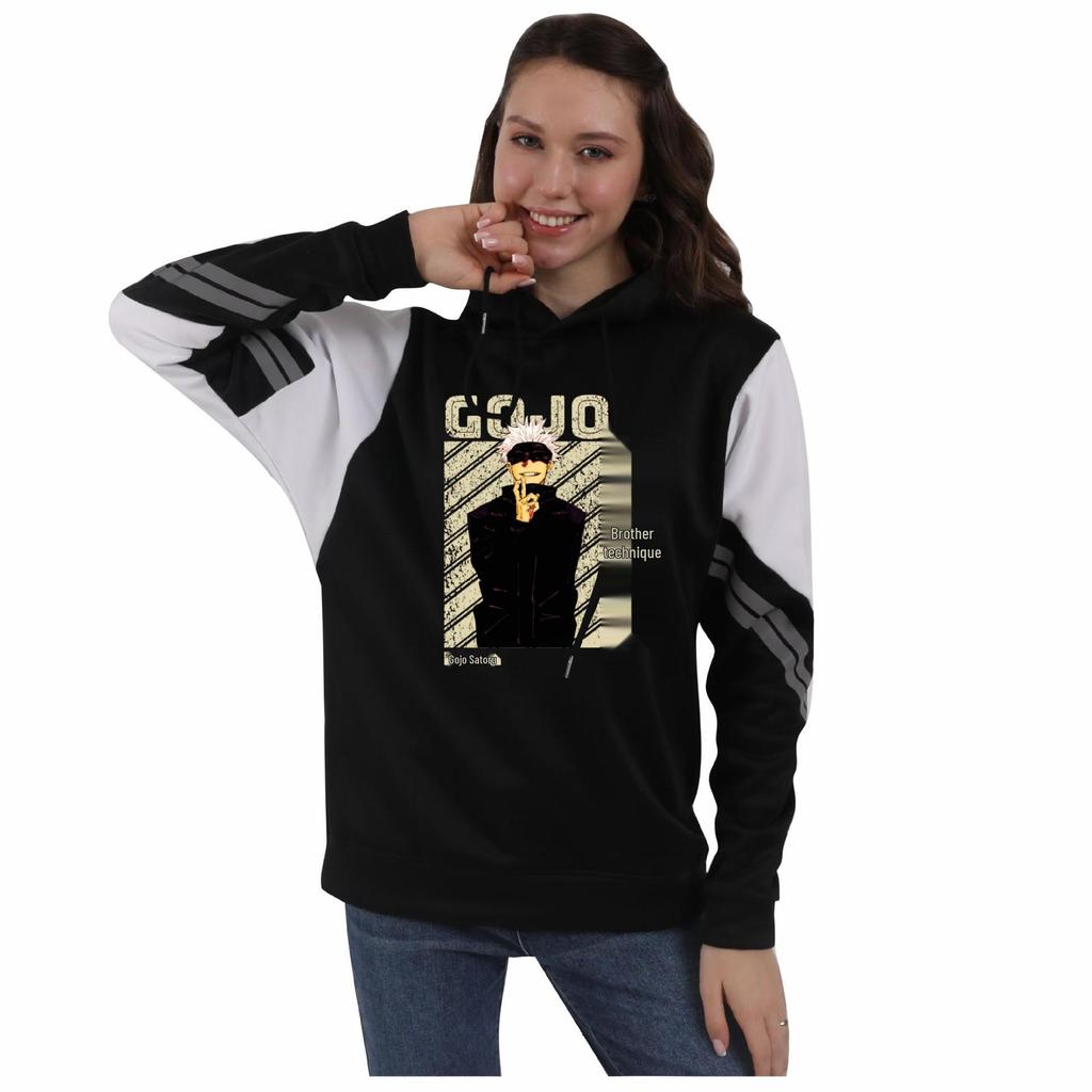 Jujutsu Kaisen Color Block Patchwork Fleece Hoodie for Men & Women