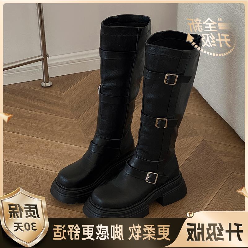 

Модные ретро-ботинки на толстой подошве для осени и зимы, ковбойские сапоги, показывают тонкие детские американские черные маленькие ковбойские сапоги, новые 35