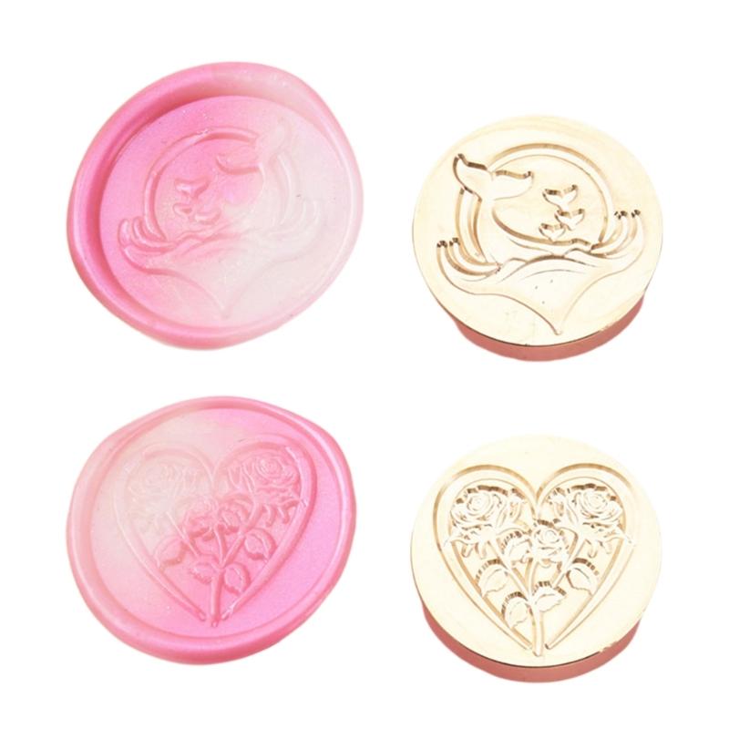 2Pcs Love Heart Seal Stamp, Wedding Themed Seal Stamp Head for Seal Invitations, Valentines Card, Package Embellishment