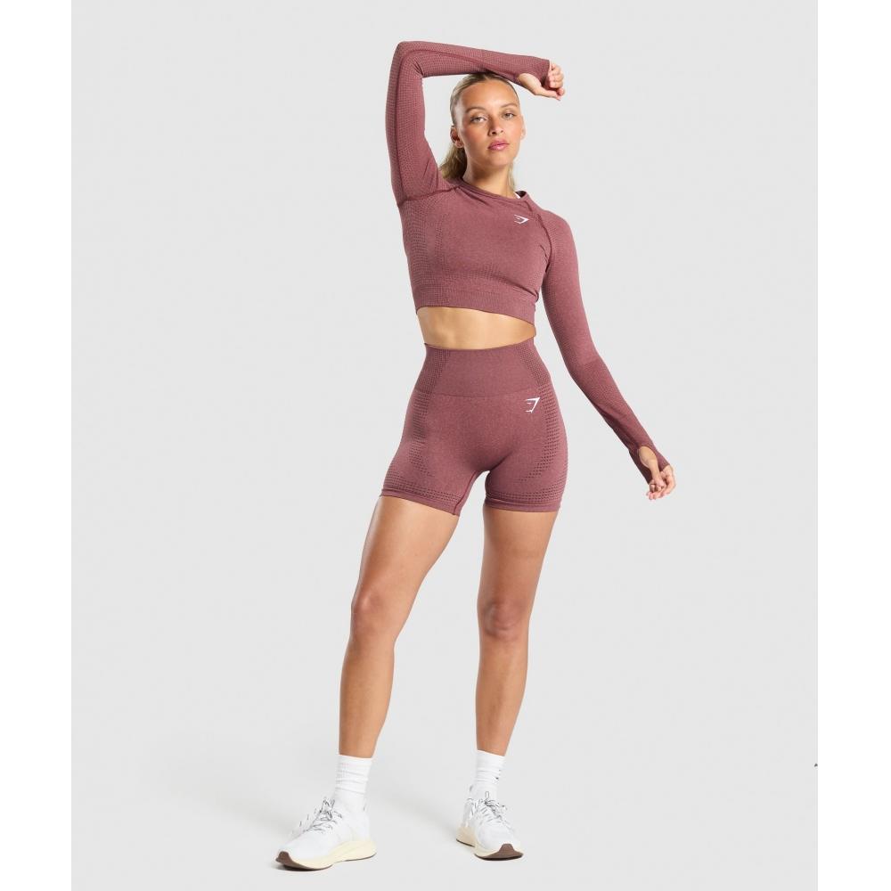 Gymshark Vital Seamless Crop Top Vínově růžový melír B1a3d Kb80