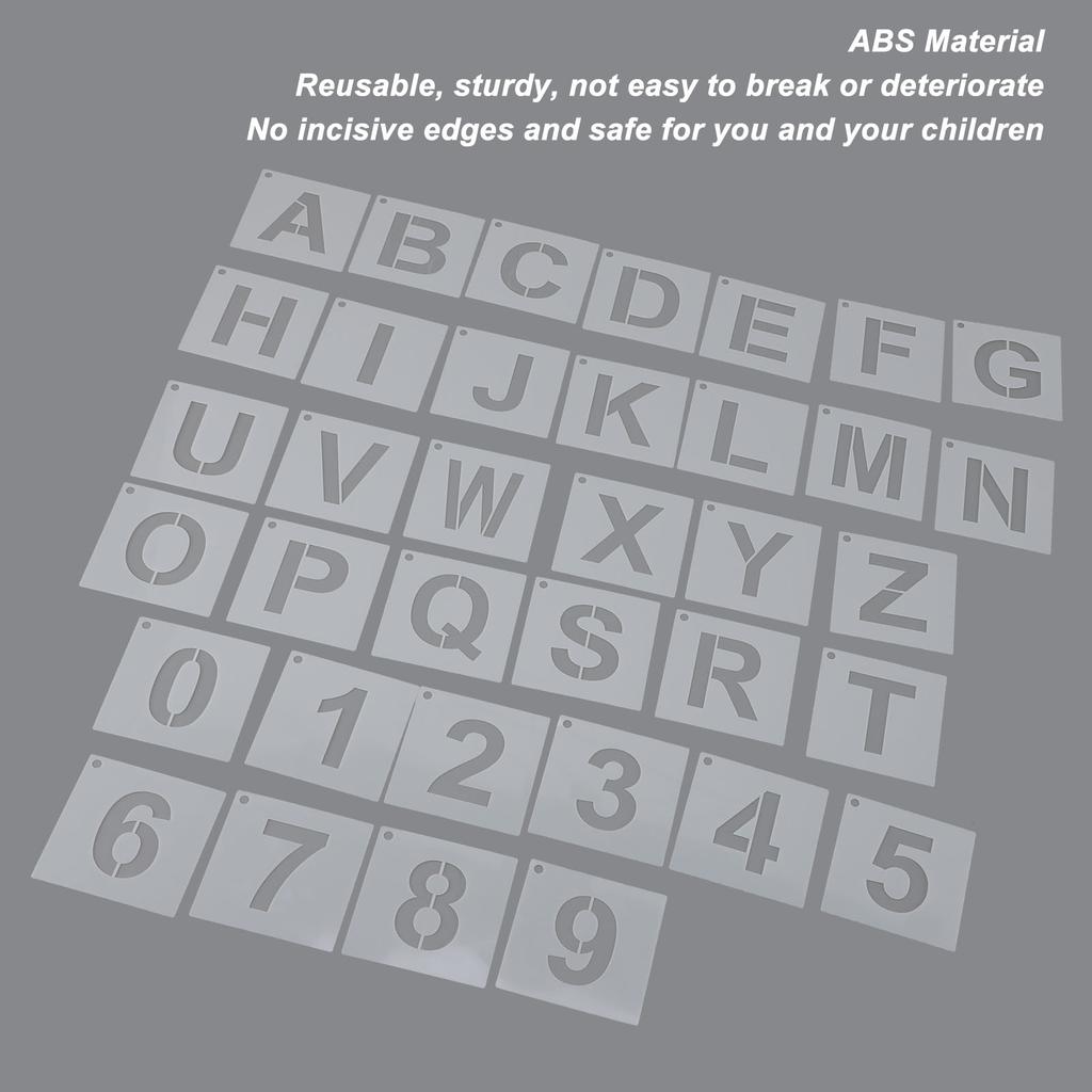 2 Inch 36pcs Letter Numbers Stencils Set for Spray Painting Reusable Alphabet Art Craft Templates with Metal Ring