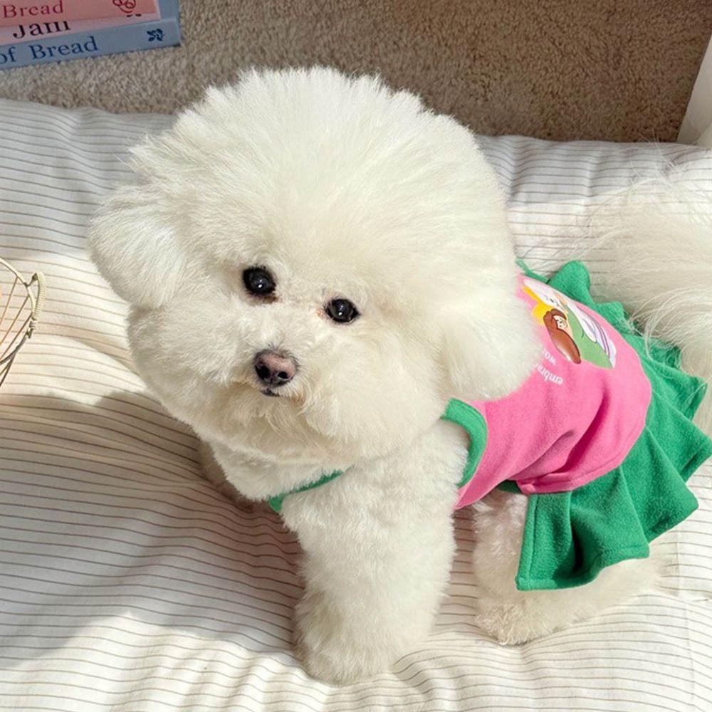 T-Shirt Thin Strap Dogs Vest Printed Design Cute Style Puppy Camisole Breathable Soft Small Dog Cat Dress Puppy