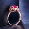 Elegant Red Tourmaline Gemstone Ring: Natural Red Tourmaline with Diamond Cluster in 18K Rose Gold Plated Floral Design