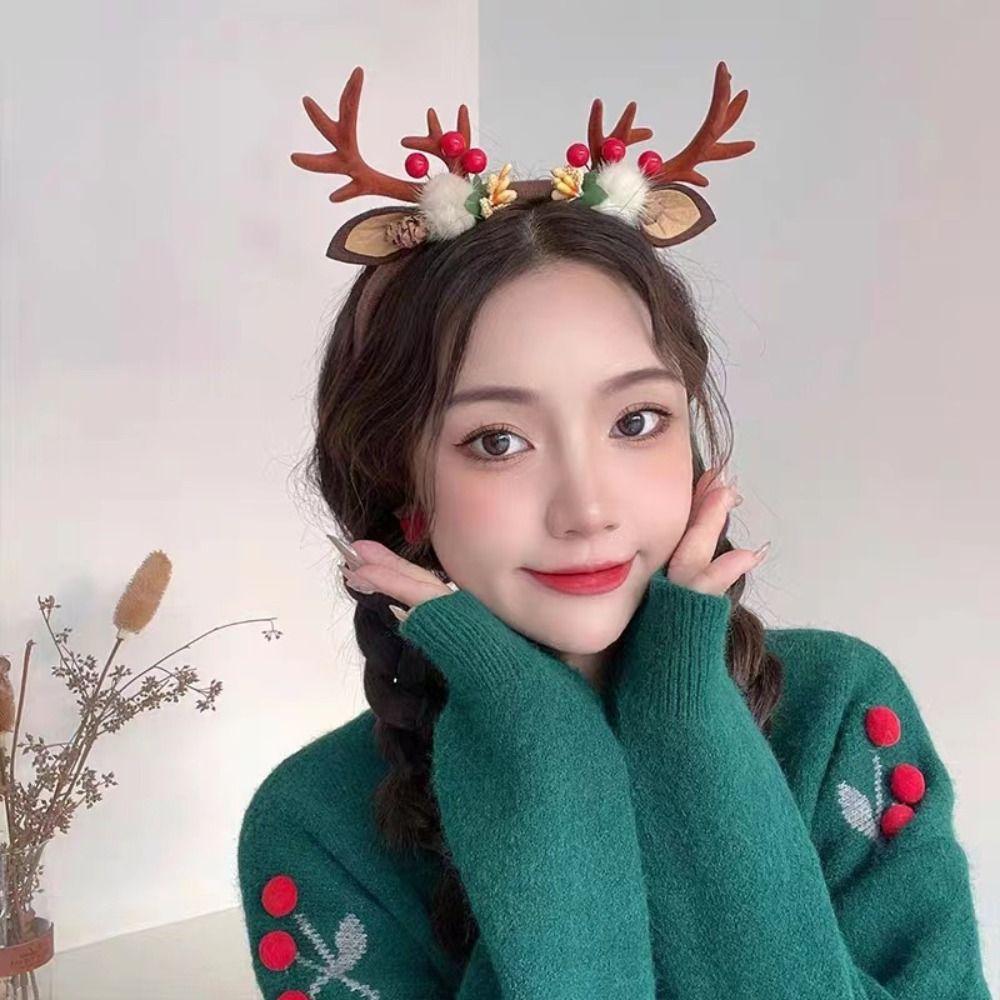 Plastic Antlers Headband Fawn Horn Christmas Elf Headband Christmas Headband  Ladies