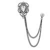 European & American Fashion Hollow Water Drop Brooch: Heart Chain Tassel Corsage for Men's and Women's Coats - Stylish, High-End Accessory.