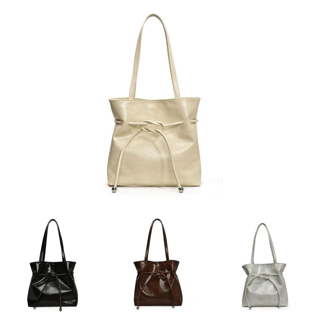 Minimalist Tote Bag For Women With Drawstring Closure Pu Material For Daily Use
