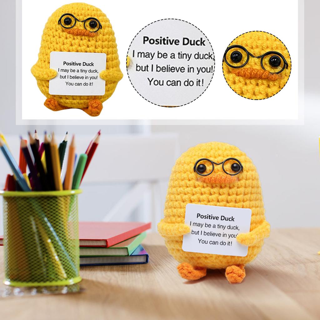 Cute Handwoven Positive Energy Duck Ornaments Handmade Crochet Support Emotional Pig Home Room Decor Christmas Gift.