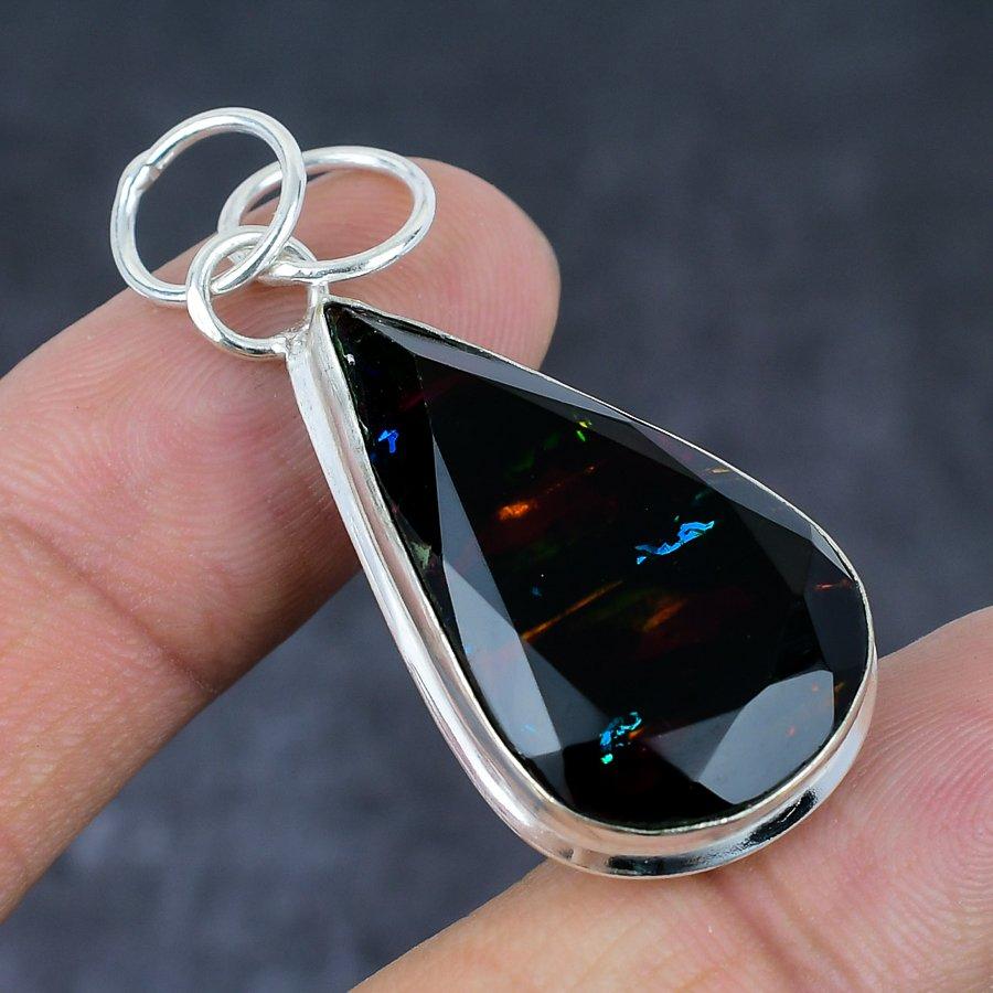 Natural Dichroic Glass Gemstone 925 Sterling Silver Jewelry Pendant 2.01" l3p19