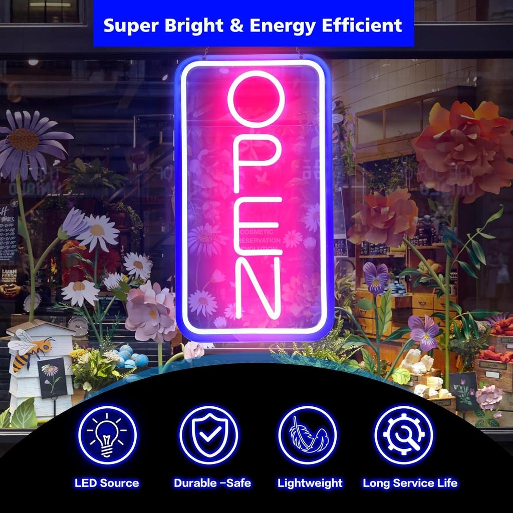Rdutuok Led Neon Open Signs for Business,16.5"X 9" Light Up Open Signs Advertisement Board Electric Display Sign Powered by USB for Stores Window