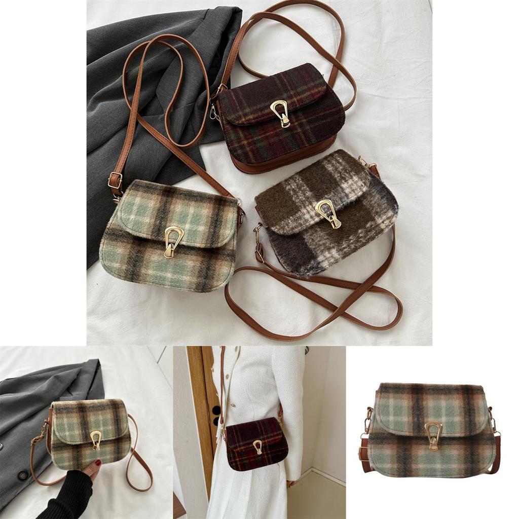 Stylish Plaid Retro Mini Crossbody Shoulder Bag Soft Pu Leather For Urban Fashion
