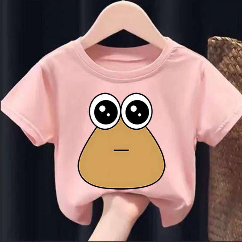 My Pet Alien Pou Kids Summer T-Shirt Cartoon Round Neck Infant Tracksuit Tees Clothing for Boys And Girls