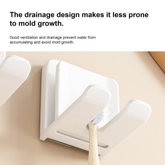 Toothbrush Holder Wall Mount Anti-Slip Stand Strong Load Capacity Quick Drainage Storage Organizer for Electric Toothbrushes