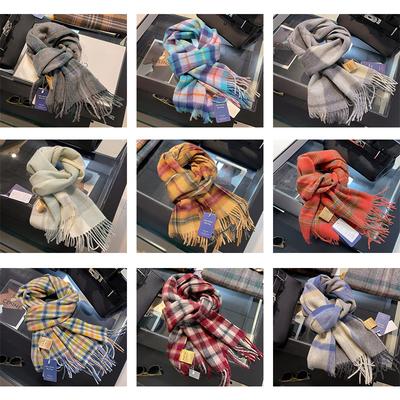 Britischer Klassiker Unisex Paarstil Einfacher Vielseitiger Winter Warmer Schal Exquisiter Reine Wolle Karoschal XWJ100
