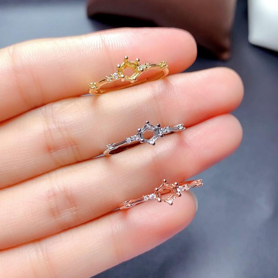 

Модное кольцо из стерлингового серебра S925 с покрытием из белого, розового и желтого золота 18 карат - Круглая оправа с пустыми зубцами 3/4/5/6 мм Rose Silver Round 3mm Setting