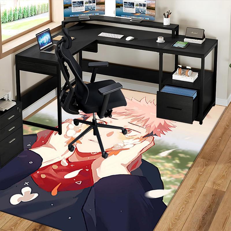 1pc Anime Cartoon Design Jujutsu Kaisen Satoru Gojo Office Chair Mat, Non-Slip Carpet for Home Decor, Suitable for All Seasons.U048