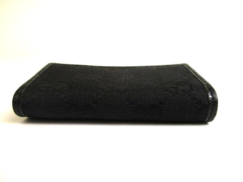 Authentic GUCCI GG Black Canvas and Leather 6 Pics Key Chain #a768 Refurbished