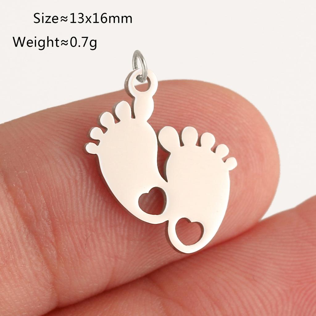 5 Pièces Breloques Empreinte de Pied/Cœur/Ballon à Air pour Bébé Acier Inoxydable Pendentifs d'Amour DIY Bijoux Inaltérables pour Collier Boucle d'Oreille