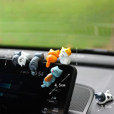 6Pcs Car Decoration Cat Rotate Head Doll Kitty Creative Auto Ornaments Toys Cat Micro Landscape Model Cute Car Accessories Gifts