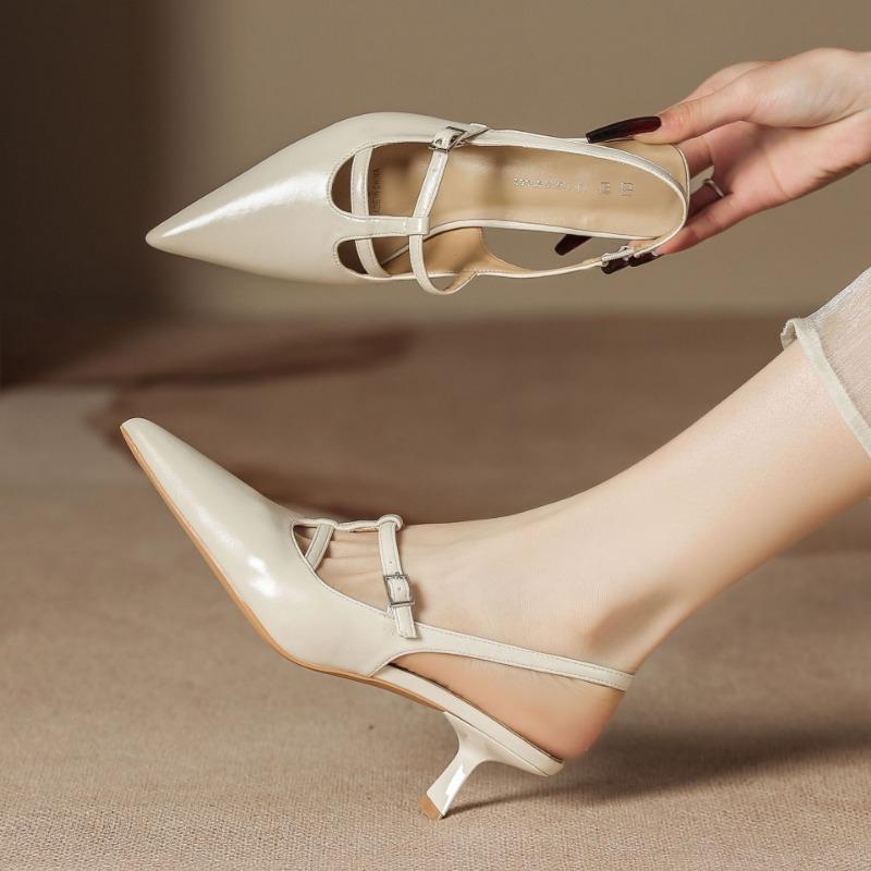 H968-1 Summer new bag head high heels with skirt pointed sandals and thin heels