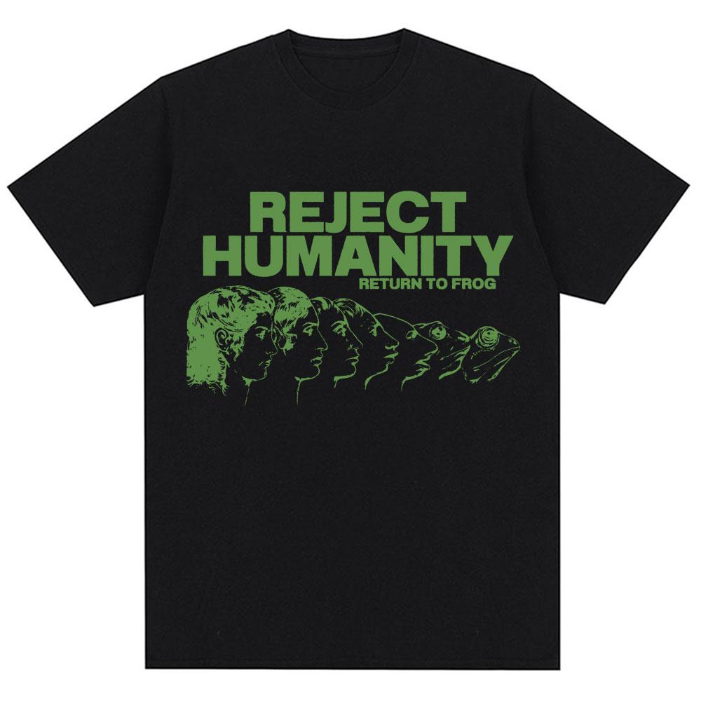 Lehne die Menschheit ab, kehre zum Frosch zurück Lustiges Meme T-Shirt Humor Modedesign Männer Frauen T-Shirts Animorphs Evolution Lockere Baumwoll-Tees