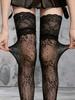 Black Lace Over-The-Knee Stockings For Women All Season