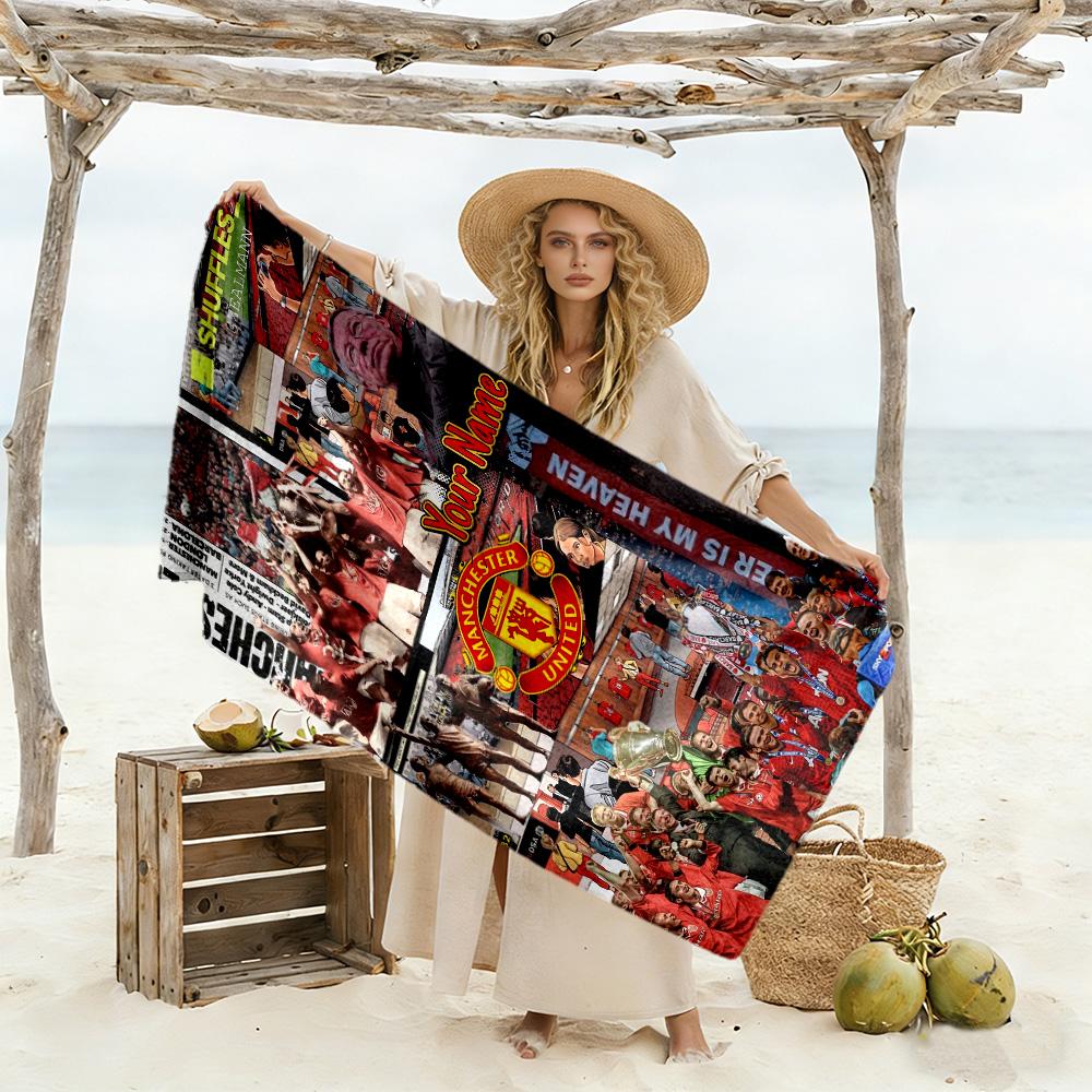 Manchester Customize Your Name Beach Towel Super Soft & Absorbent Portable for SwimmingBeachCamping Travel Beach AccessoriesGym