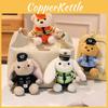 Plush Police Rabbit Keychain With Pp Cotton Filling For Kids And Collectors
