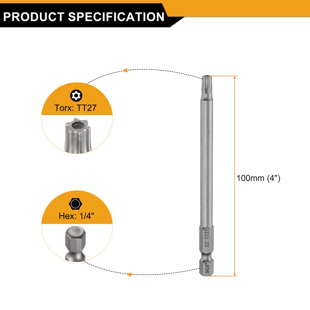1/3/5pcs TT8-TT50 Security Torx Head Screwdriver Bit 100mm Long Magnetic Tamper Proof 6 Point Star Screw Driver Drill Bits