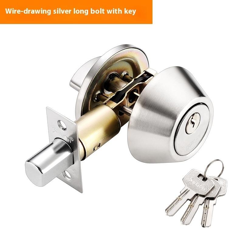 Copper Door Lock Cylinder Chrome Metal Deadbolt Single Cylinder Bolt for Home Door Gate