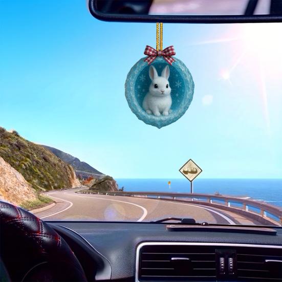 Kutup Hayvanı Yılbaşı Süsleri 2D Akrilik Buzlu Mağara Askılı Dekor Kutup Ayısı Penguen ile Noel Ağacı Süsü