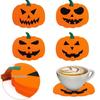 6 Pcs Heat Resistant Halloween Felt Pumpkin Coasters  Halloween Party Decoration