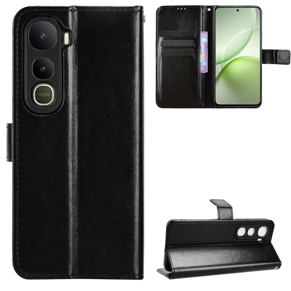 For Vivo Y400 5G/vivo Y400 4G PU Leather Case with Strap Crazy Horse Texture Phone Wallet Cover