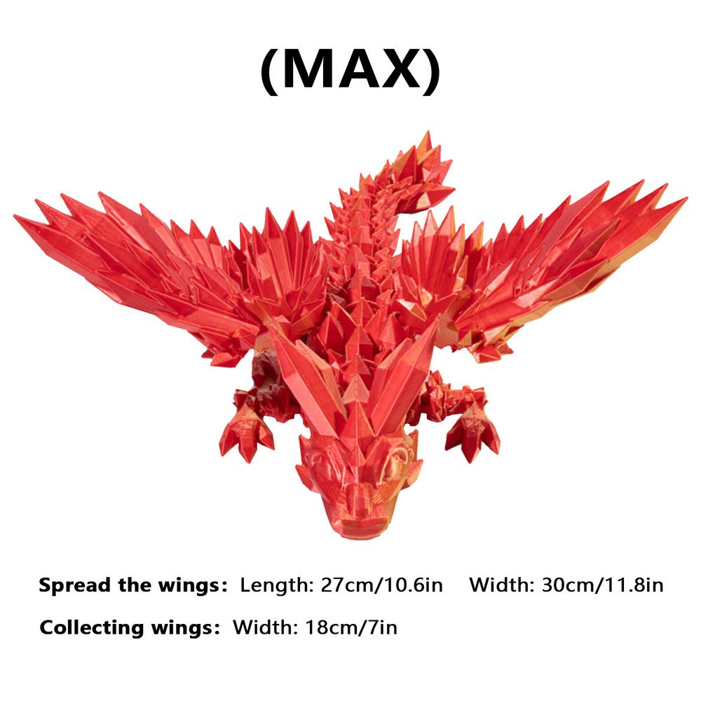 Kreatives Weihnachtsgeschenk 3D-gedruckte bewegliche Kristall-Drachen-Skulptur Mysteriöser Drache Spielzeug zum Zappeln Landschaftsdekoration