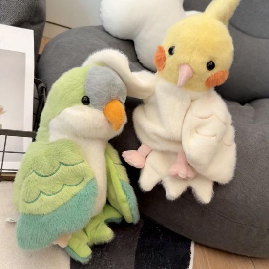 Parrot Hand Puppet Plush Toy Soft Stuffed Bird for Baby Early Education Kindergarten Cute Ventriloquist Doll for Storytelling Interactive Gift for