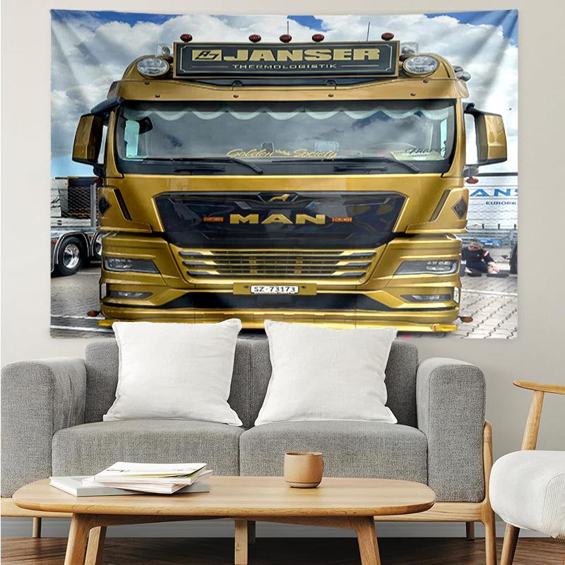 MAN LKW Wandteppich für Schlafzimmer Ästhetische Klassenzimmer Wandteppiche Wandbehang für Wohnzimmer Studentenwohnheim Büro, Ideales Kreatives Geschenk