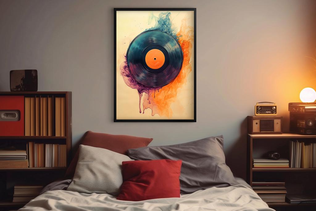 Plakat na ścianę z ramką obraz ścienny retro do salonu biura Muzyka 50x70